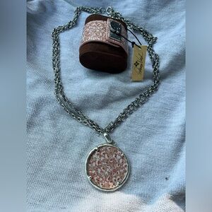 NWT Patricia Nash Leather floral necklace and bracelet set